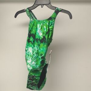 Speedo Green and Black Swimsuit Sz 28 (2)